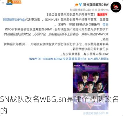 SN战队改名WBG,sn是哪个战队改名的