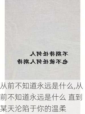 从前不知道永远是什么,从前不知道永远是什么 直到某天沦陷于你的温柔