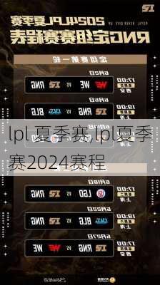 lpl 夏季赛,lpl夏季赛2024赛程