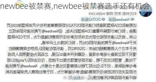 newbee被禁赛,newbee被禁赛选手还有机会