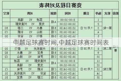 中越足球赛时间,中越足球赛时间表