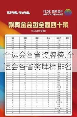 全运会各省奖牌榜,全运会各省奖牌榜排名