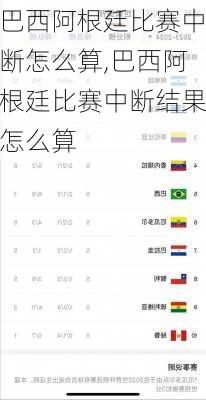 巴西阿根廷比赛中断怎么算,巴西阿根廷比赛中断结果怎么算